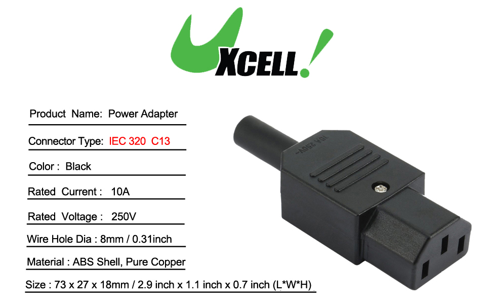 IEC 320 C13 Female Plug Adapter 3pin Socket Power Cord Rewirable Connector LD IEC 320 C13 Female Plug Adapter 3pin Socket Power Cord Rewirable Connector LD