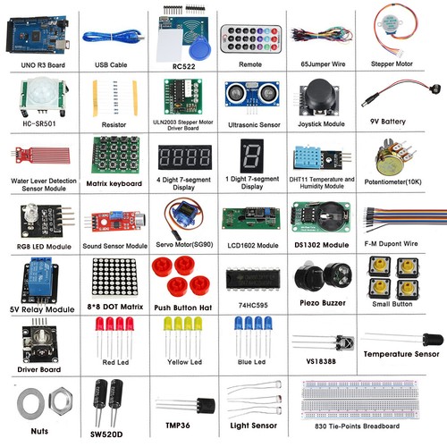 UNO R3 Starter Learning Kit For Mega 2560 LCD Servo Ultrasonic Motor LED Relay UNO R3 Starter Learning Kit For Mega 2560 LCD Servo Ultrasonic Motor LED Relay