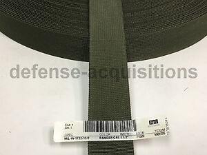 NOS Elastic Cotton Textile Webbing 1.5" x 20' Olive Drab Green MIL-W-5664 