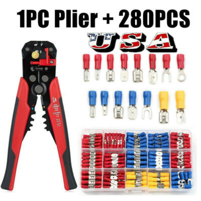 Ratchet Crimper Plier Crimping Tool Cable Wire Electrical Terminals Kit w/ Box 