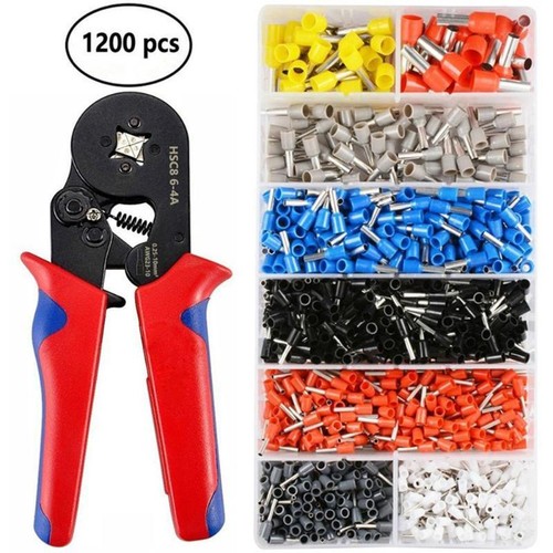 Ratchet Ferrule Crimper Plier Crimping Tool Cable Wire Electrical Terminals Kits 