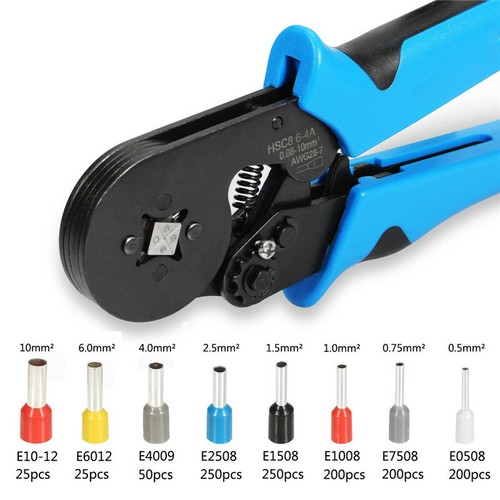 Ratchet Ferrule Crimper Plier Crimping Tool Cable Wire Electrical Terminals Kits 
