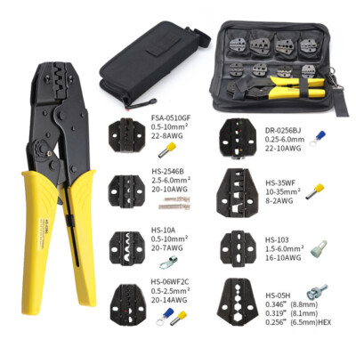 Ratchet Crimper Plier Crimping Tool Cable Wire Electrical Terminals Kit w/ Box 