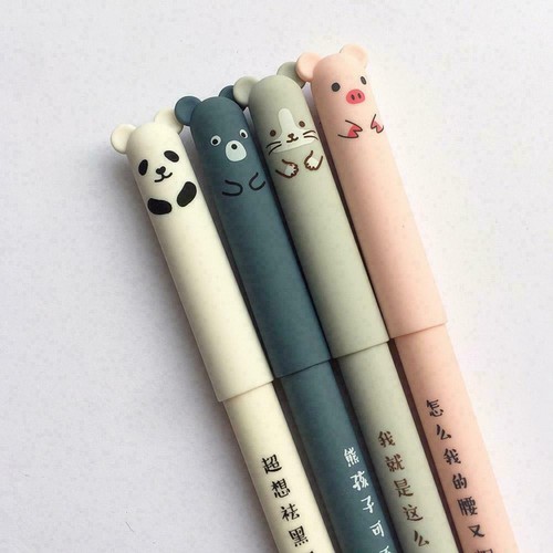 Cute Kawaii Cartoon Cat Gel Ink Pen Ballpoint 0.35mm Ink C5F3 Student Blue X4R0 
