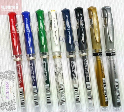 2 pcs Uni-Ball UM-153 1.0mm Broad gel pen WHITE ink GREAT for coloured paper 
