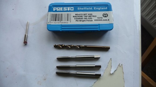 5mm Presto 3 Piece Tap Sets Taper Second Plug And Tapping Drill 4.2mm cobalt 5mm Presto 3 Piece Tap Sets Taper Second Plug And Tapping Drill 4.2mm cobalt