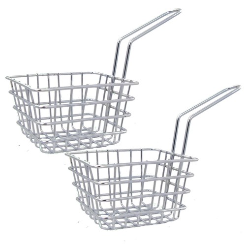 2x Mini Frying Basket Serving Stainless Steel for with Grip Chips Style 2x Mini Frying Basket Serving Stainless Steel for with Grip Chips Style