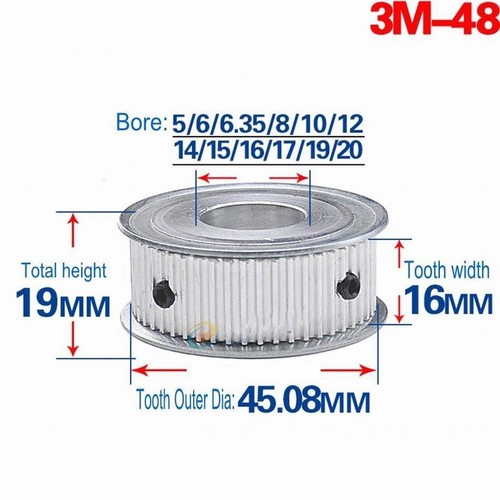 3M 48T-120T Timing Belt Pulley Synchronous Wheel Gear For 15mm Width Belt New 3M 48T-120T Timing Belt Pulley Synchronous Wheel Gear For 15mm Width Belt New