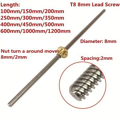8mm Lead Screw Rod 500mm 4 Start Z Axis Linear Rail Bar Shaft For 3D Printer 
