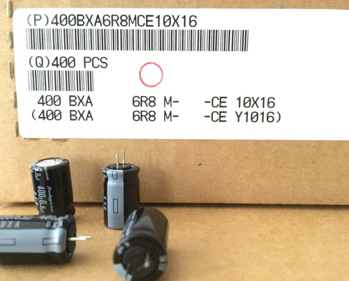 400 Stück Elko Rubcon radial 6,8uF 400V 105° 10x16 RM5 Date Code 2009 400 Stück Elko Rubcon radial 6,8uF 400V 105° 10x16 RM5 Date Code 2009