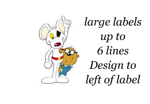 Danger Mouse & Penfold 48 Large Sticky White Paper Stickers Labels New 