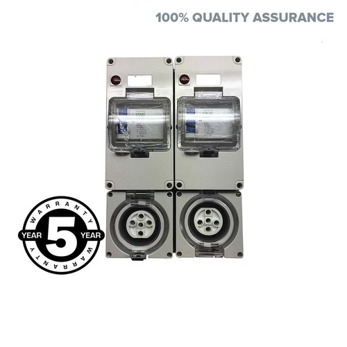 2x 3 Phase 20 AMP 5 Pin RCD Safety Switch Outlet IP66 Waterproof Outdoor Socket 2x 3 Phase 20 AMP 5 Pin RCD Safety Switch Outlet IP66 Waterproof Outdoor Socket