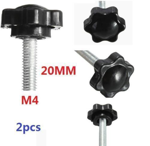 2pcs M4 M4x20mm Black Metal Star Shaped Male Thread Clamping Head Knob Screw X2 2pcs M4 M4x20mm Black Metal Star Shaped Male Thread Clamping Head Knob Screw X2