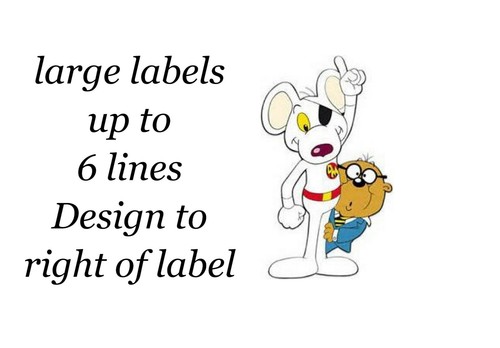 Danger Mouse & Penfold 48 Large Sticky White Paper Stickers Labels New 