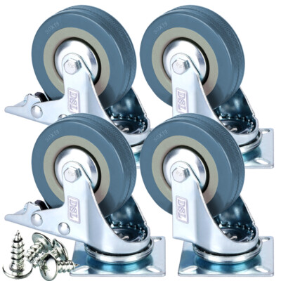 4 x Heavy Duty 50mm Rubber Swivel Castor Wheels Trolley Furniture Caster 320KG 4 x Heavy Duty 50mm Rubber Swivel Castor Wheels Trolley Furniture Caster 320KG