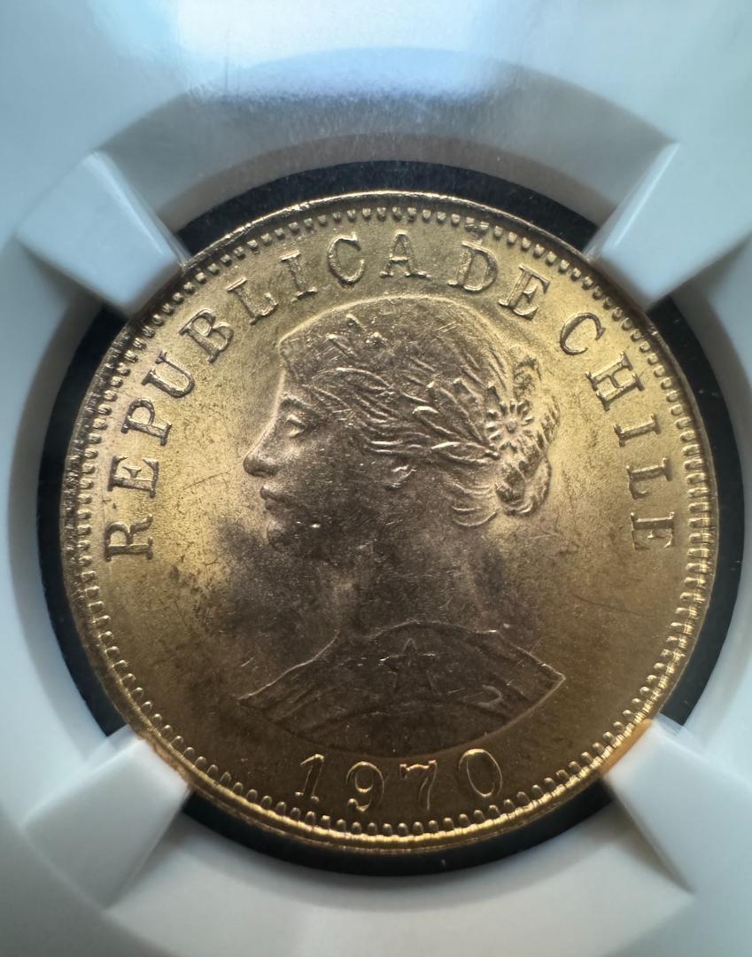チリ 金貨 1970年 50ペソ NGC MS64 アンティークコイン