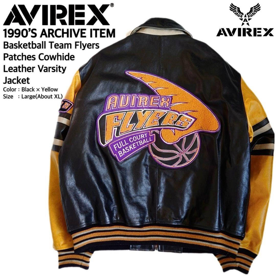 超名作 90S AVIREX 高級FLYERSパッチオールレザースタジャン L