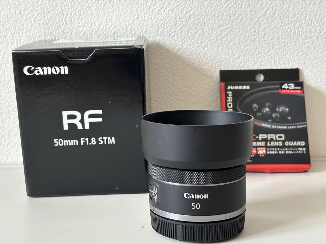 Canon RF50mm F1.8 STM　純正レンズフード レンズフィルタ付