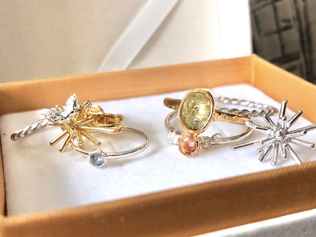 清田フルオーダー　セットアップリング　草花と天然石