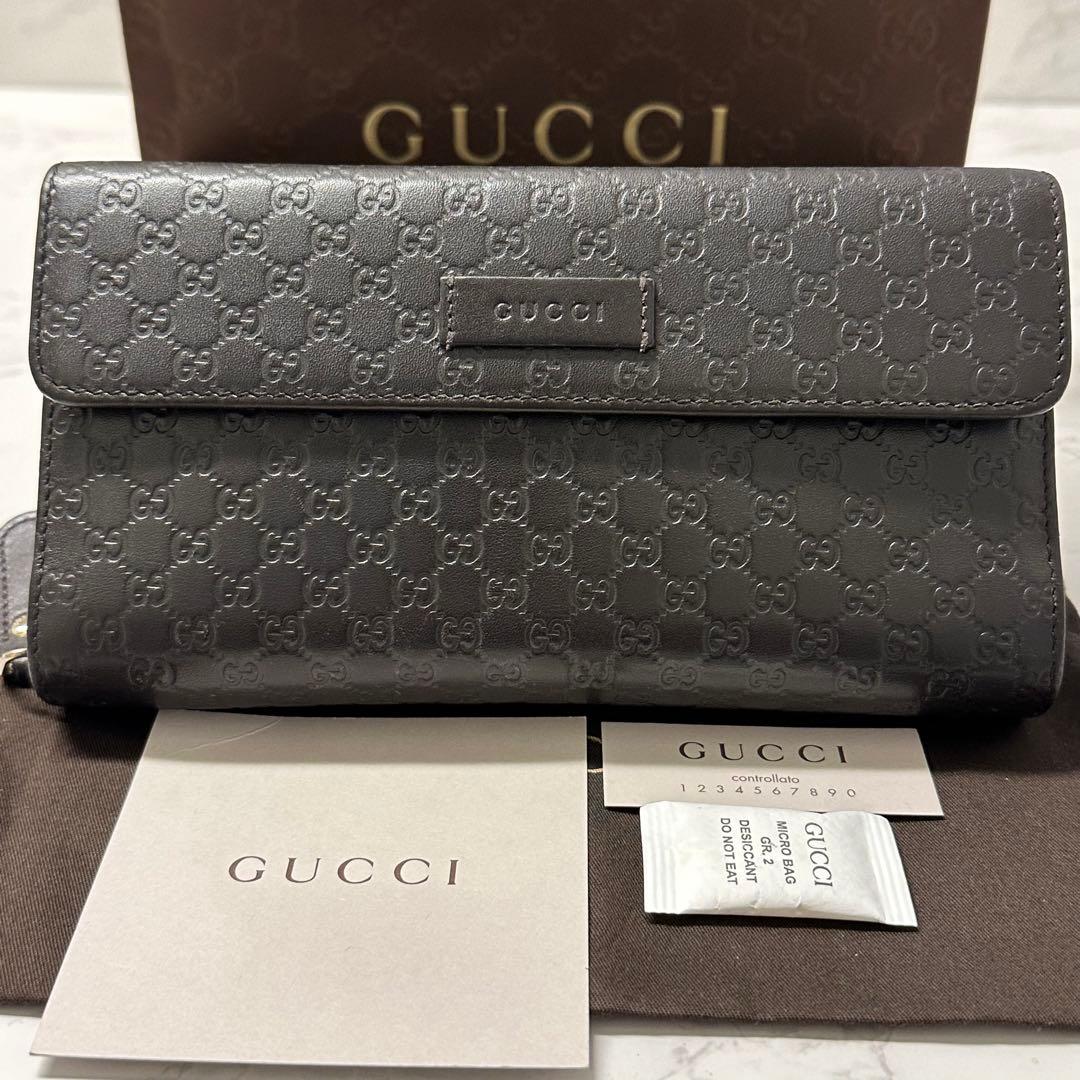 新品同様‼️ グッチ　GUCCI 財布　長財布　マイクロGG ラウンドファスナー