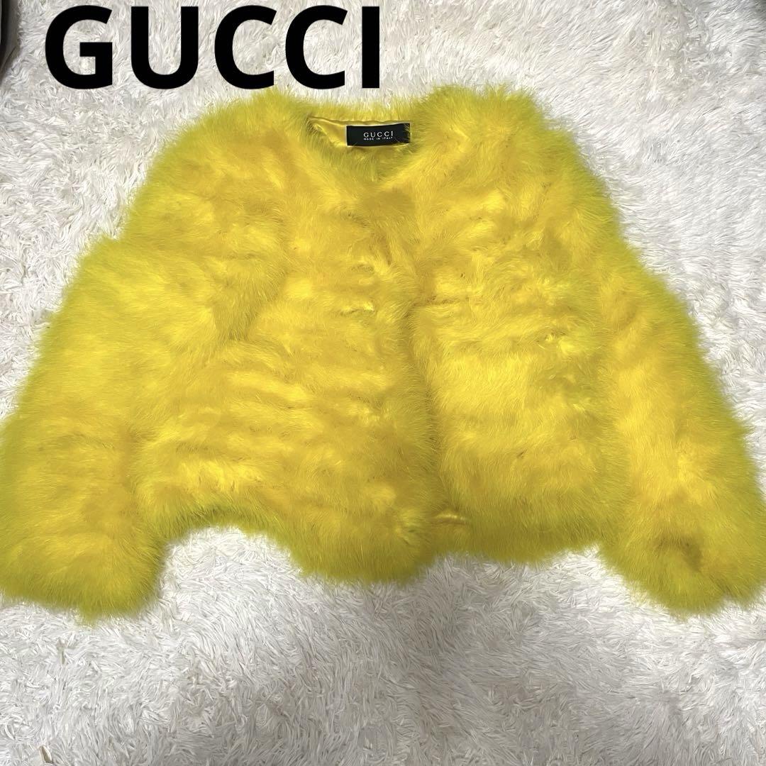 グッチ　GUCCI トムフォード　レモンイエロー　フェザーコート　ショートコート