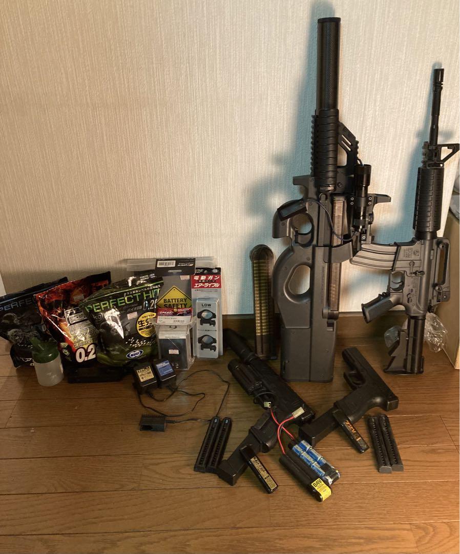 ジャンク電動ガンまとめ売り P90 GLOCK18 M16 その他おまけ