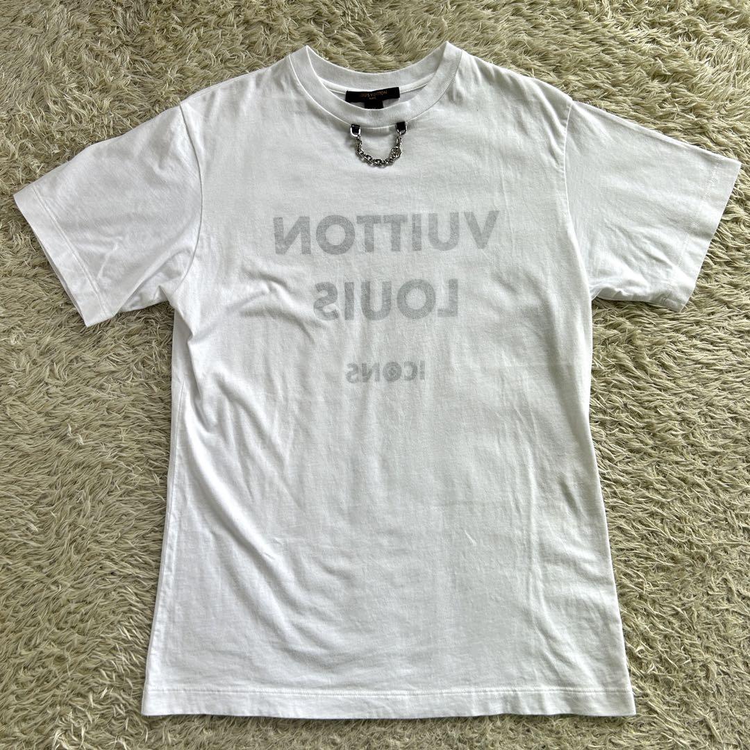 【極美品】ルイヴィトン チェーン 反転ロゴ 半袖Tシャツ 白 M レディース