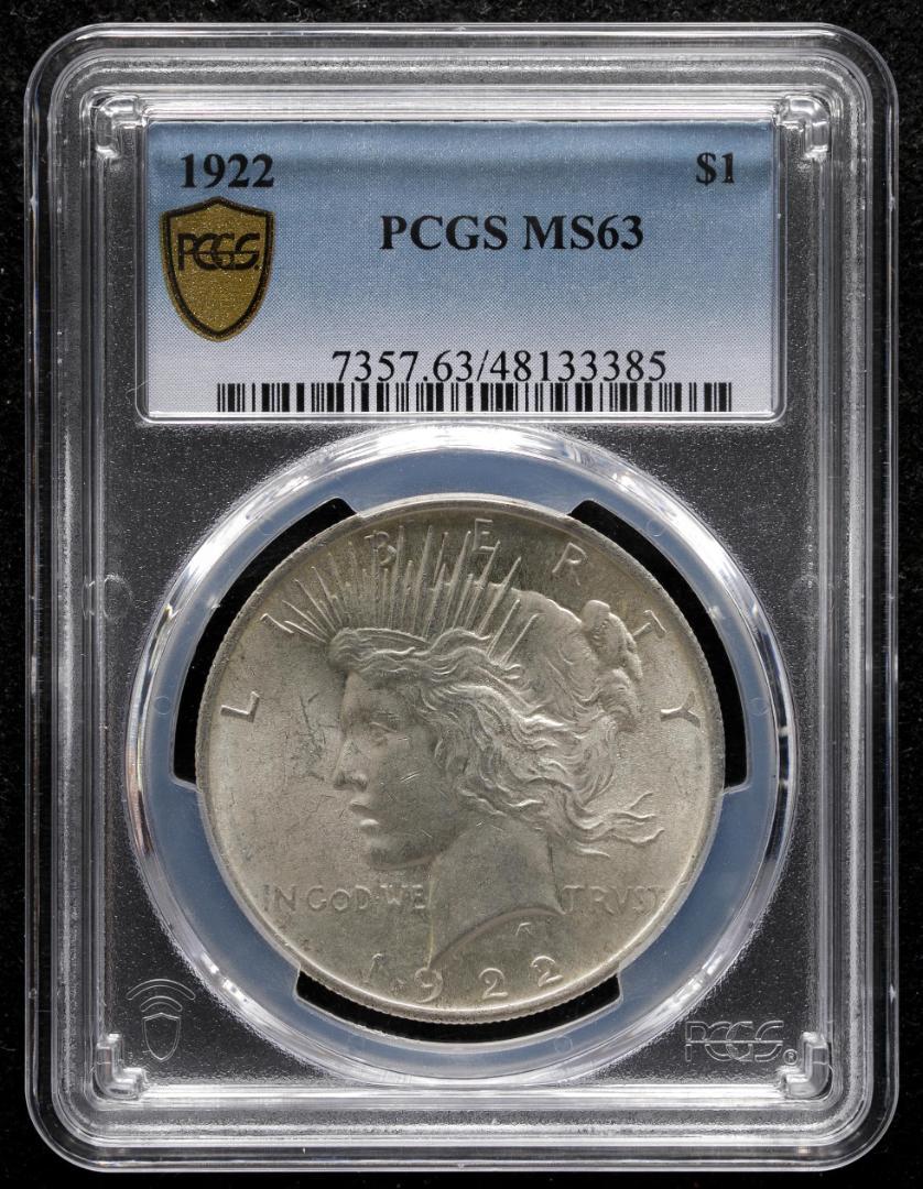 PCGSMS63 アメリカ 1922 KM-150 ピースダラー　銀貨