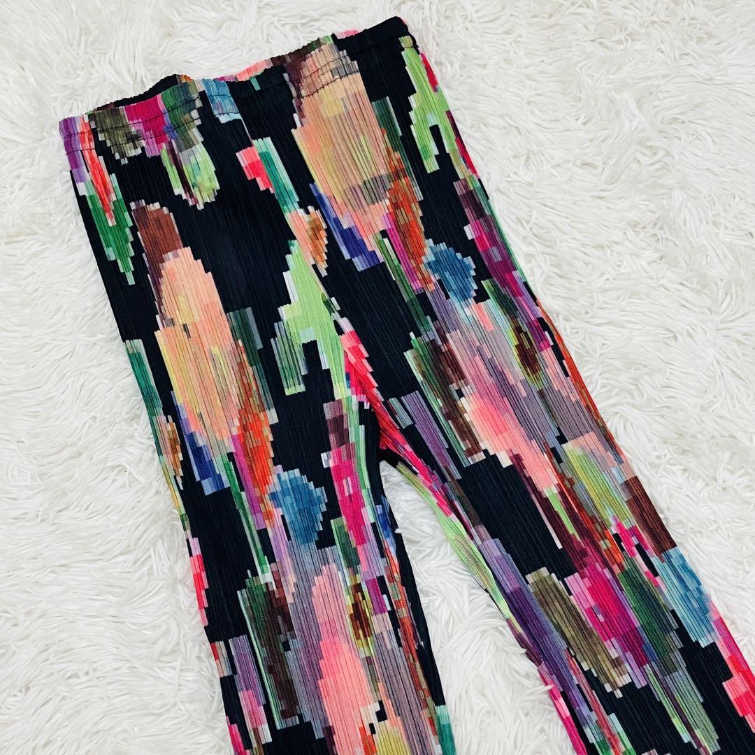 希少✨美品 PLEATS PLEASE モザイク パンツ マルチカラ― ３