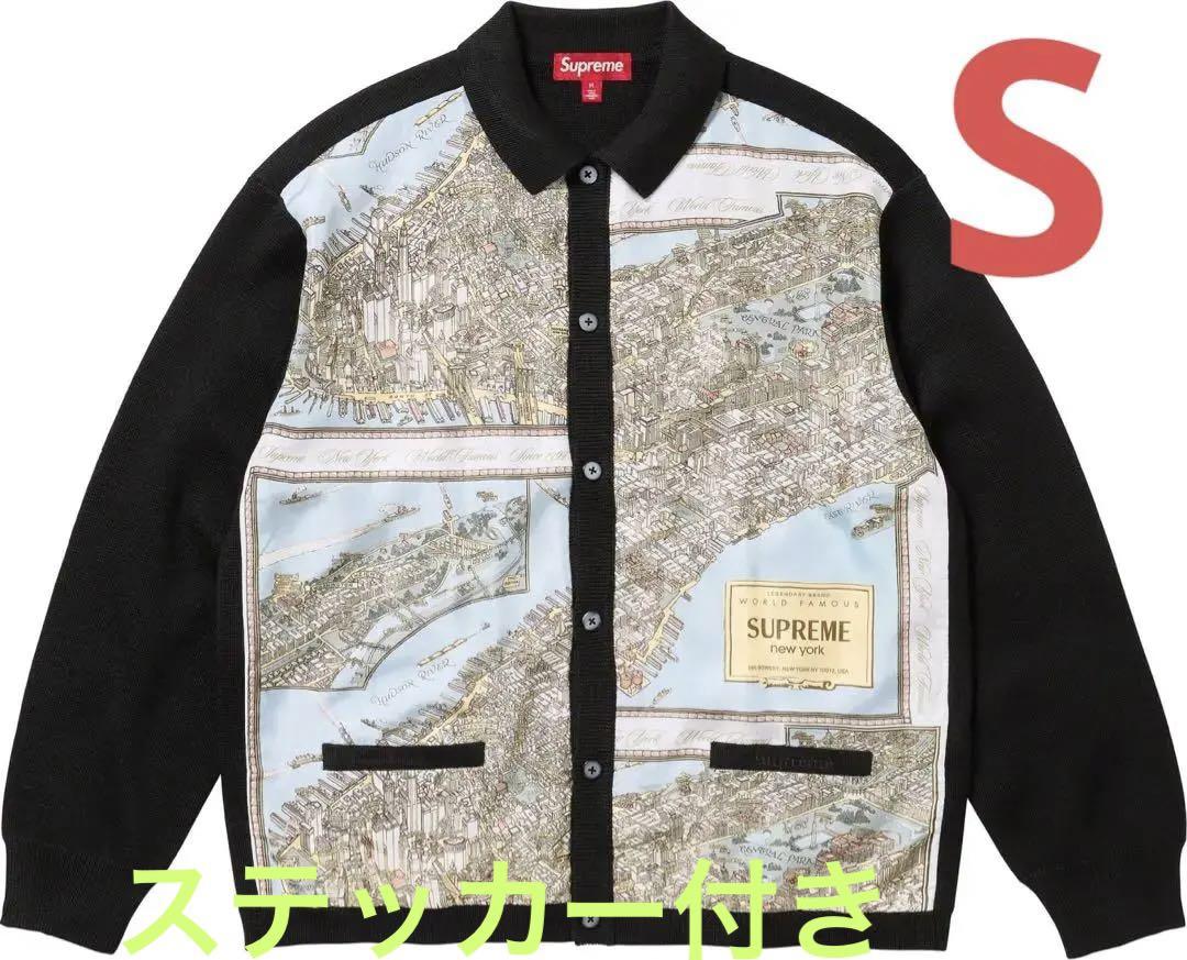 【希少】2023FW Supreme Silk Map Cardigan 黒