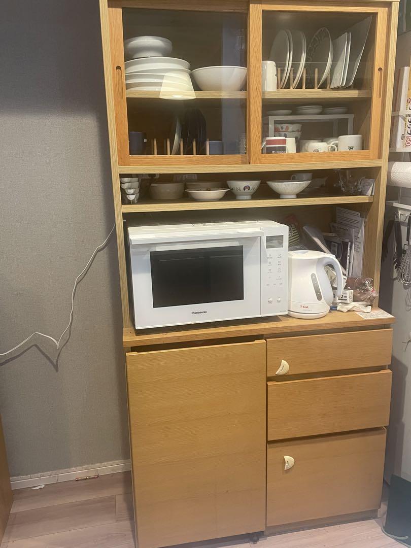 無印良品　木製カップボード・オーク材 幅８８×奥行４４×高さ１７５．５ｃｍ