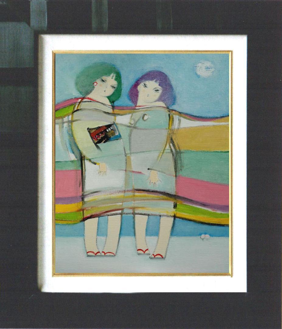 メルカリ 絵画　絵　額付き (黒  ) 油絵　F6-083711　 愛しい女たち