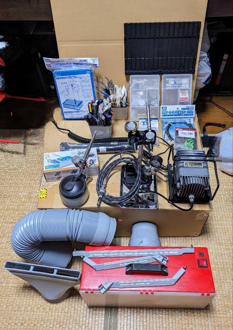 クレオス　リニアコンプレッサー7L　エアブラシ2本塗装ブース付セット売
