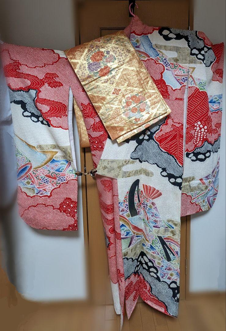 総絞り　振袖　鞄　帯　セット