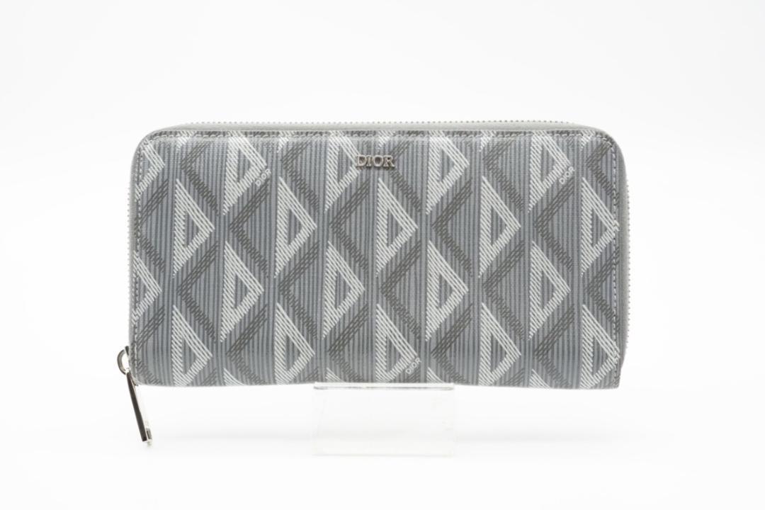 Dior ラウンドファスナー長財布 CD Diamond キャンバス グレー 美