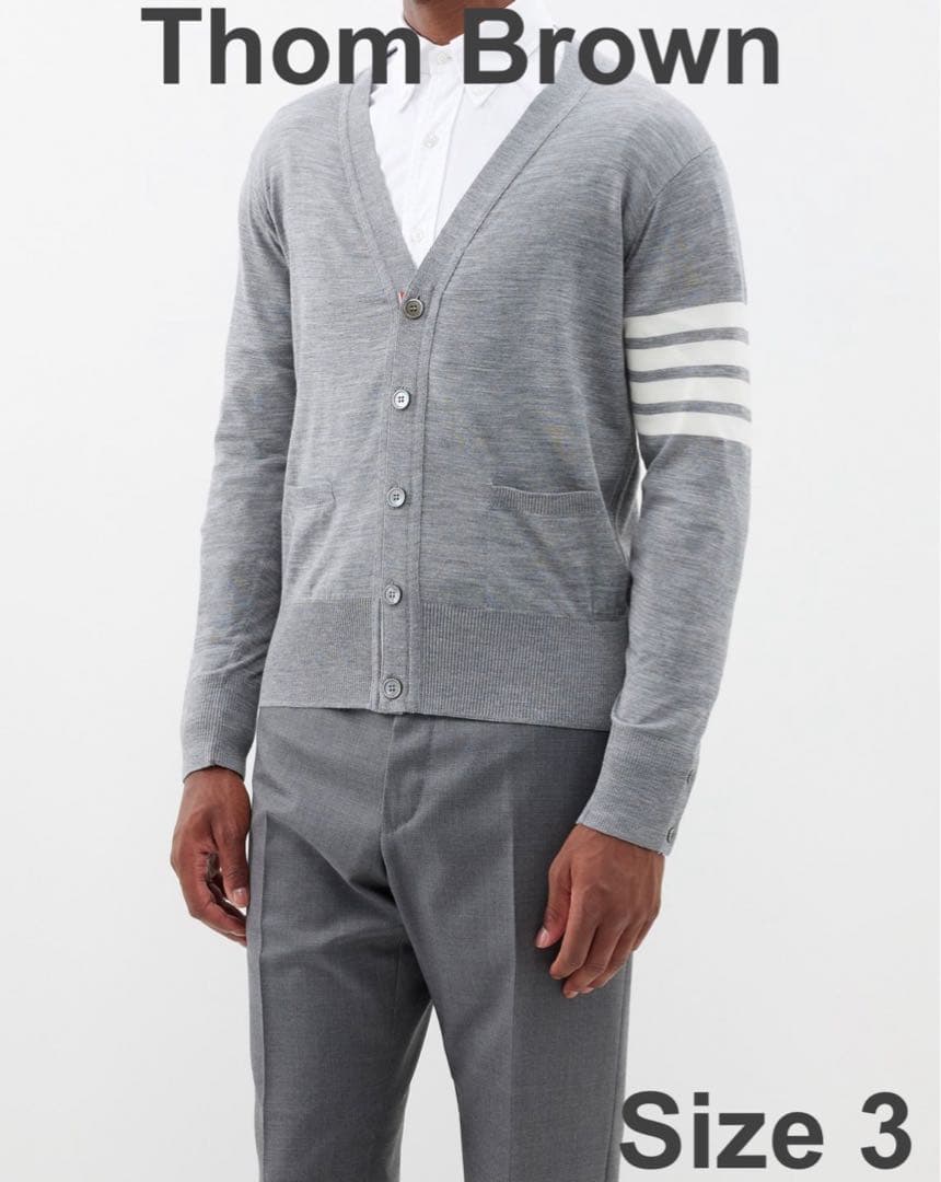 【新品未使用】THOM BROWNE 4BAR ウールカーディガン サイズ3