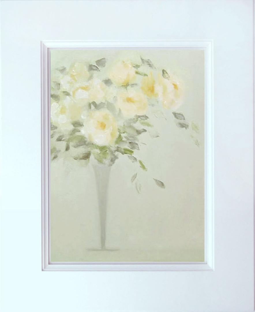 メルカリ  絵画　絵　額付き (白）油絵　uF6-113302　花