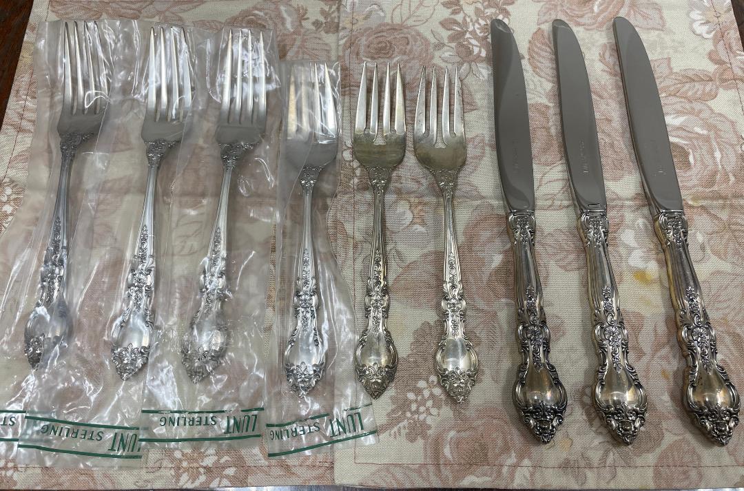 LUNT　Sterling の食器　ナイフ、フォーク2種、スプーン2種を3セット
