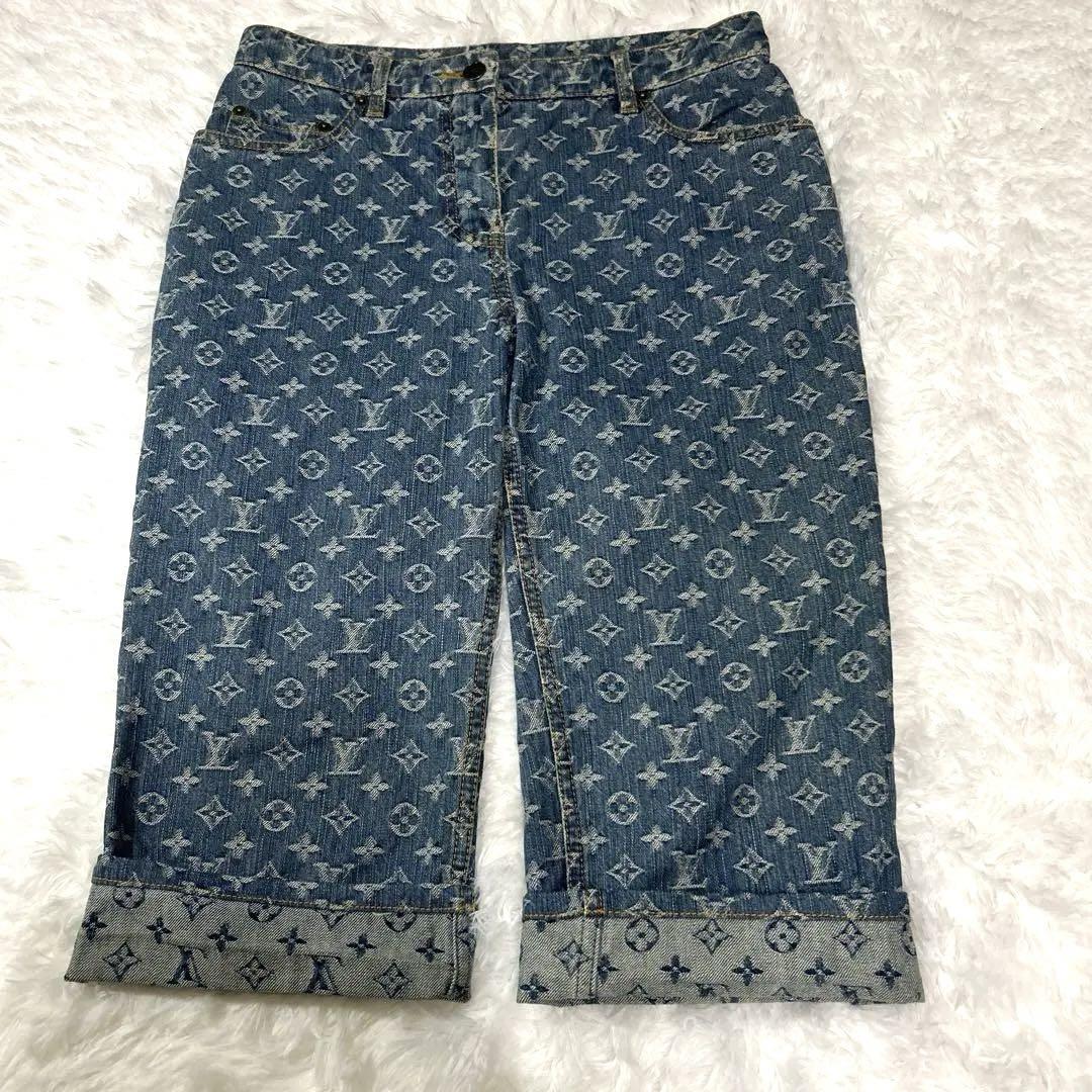 OLD ルイヴィトン　モノグラム　デニムパンツ　ハーフパンツ40