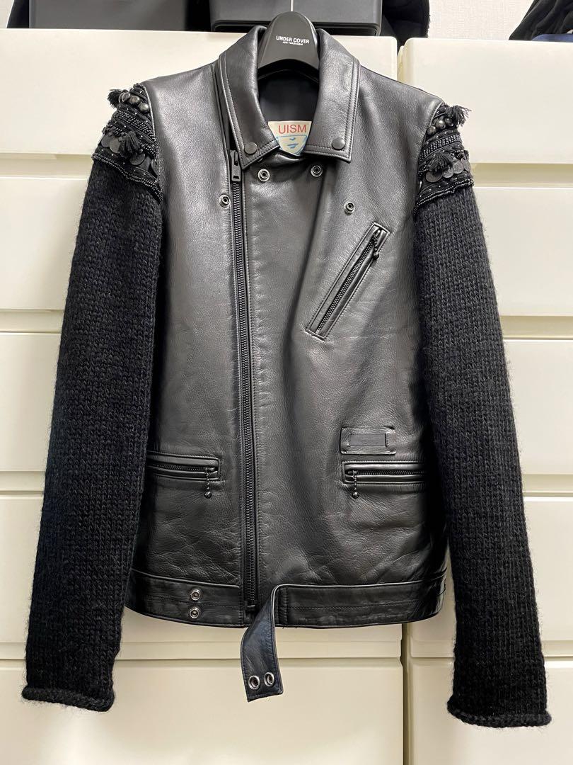 アンダーカバー 袖ニット ライダース レザージャケット undercover