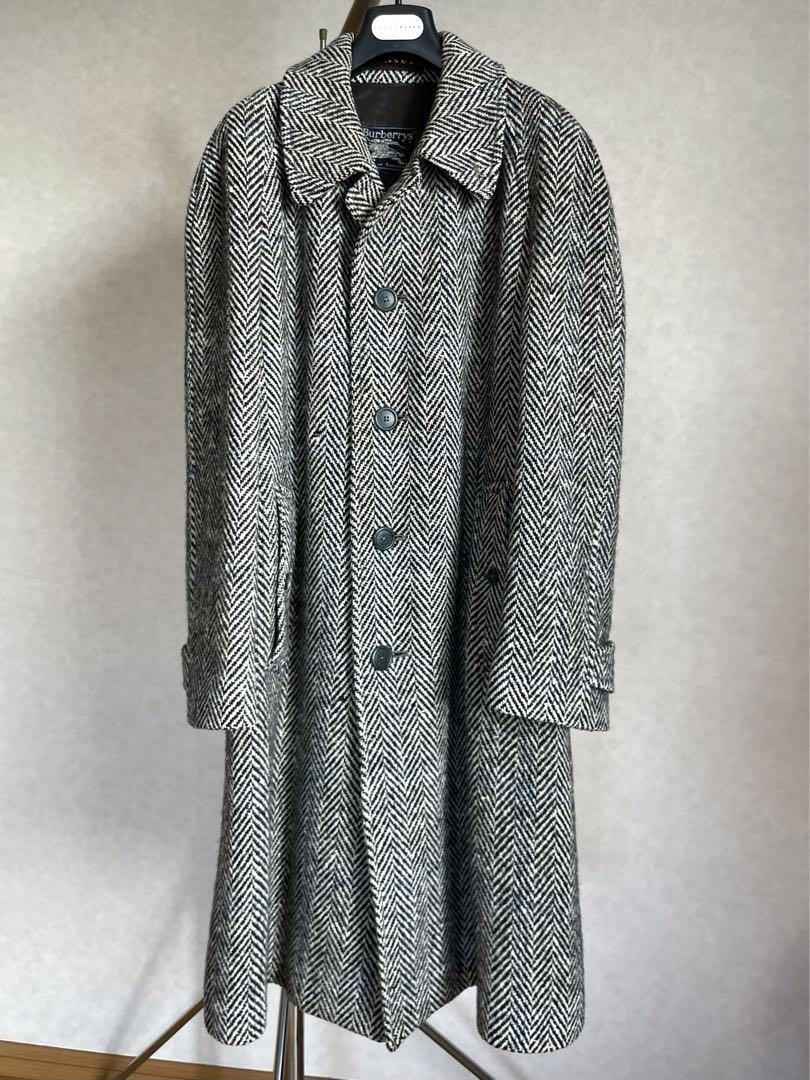 バーバリー Irish tweed コート ステンカラーコート ツイード ウール