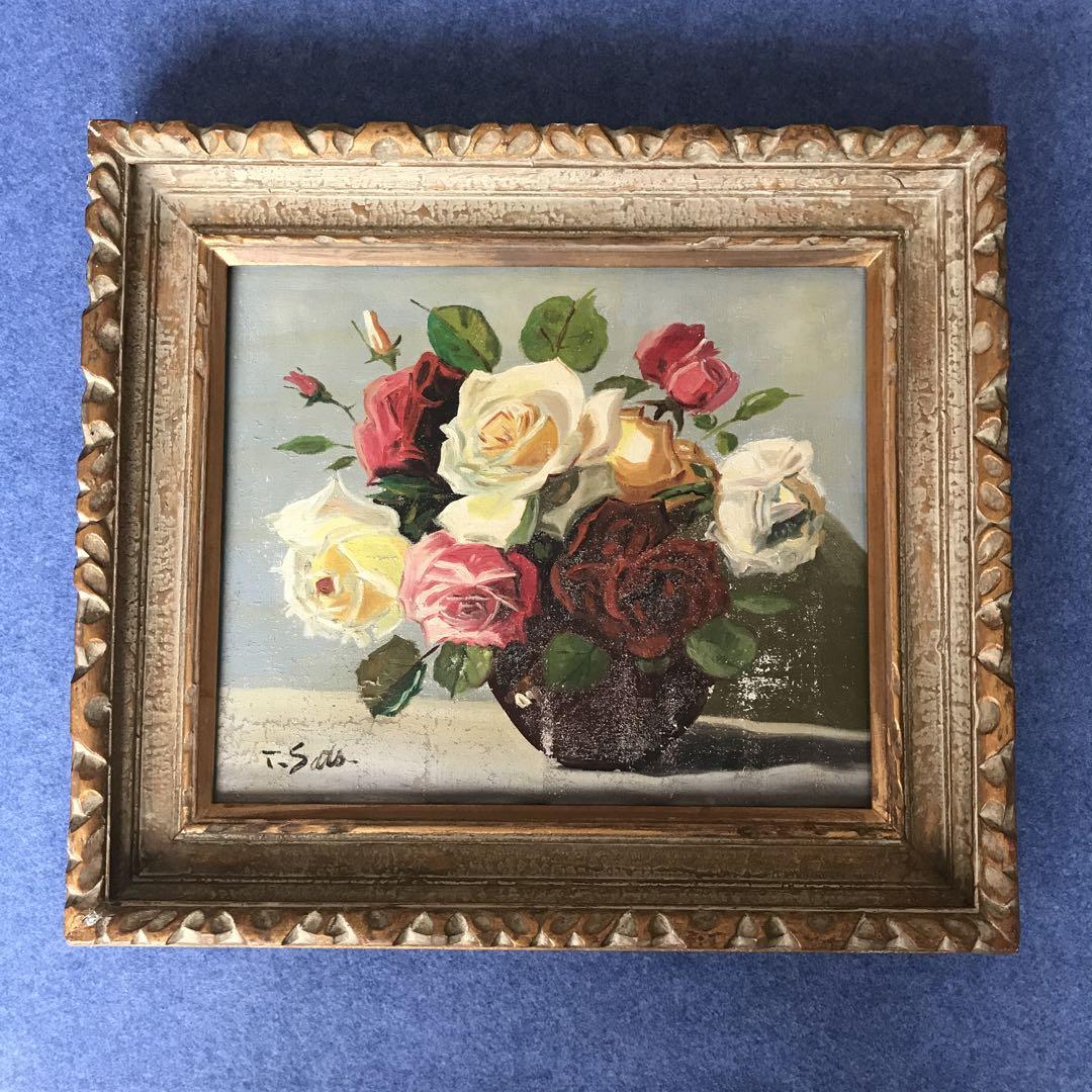 花瓶に花の絵 絵 インテリア アート 絵画 アンティーク