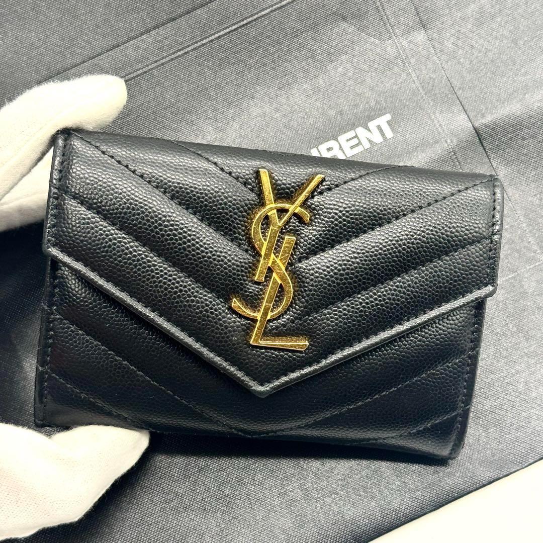 新品級✨サンローラン カードケース コインケース YSL カサンドラ ブラック