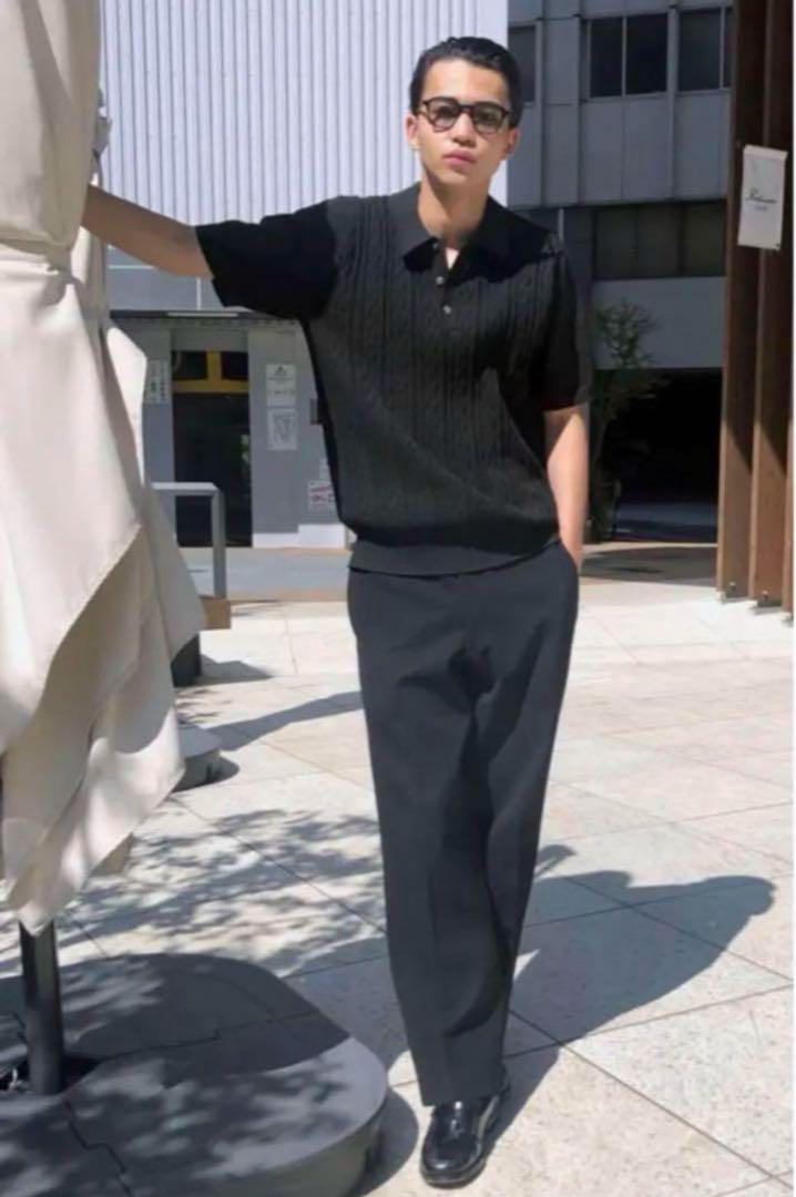 stussy cable knit polo ケーブルニットポロ L