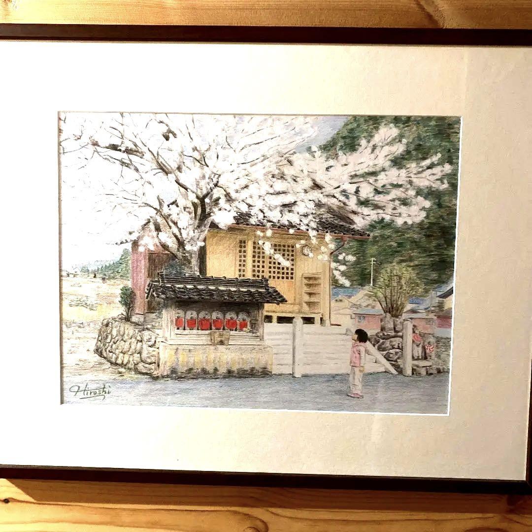 さくらの時(色鉛筆画)