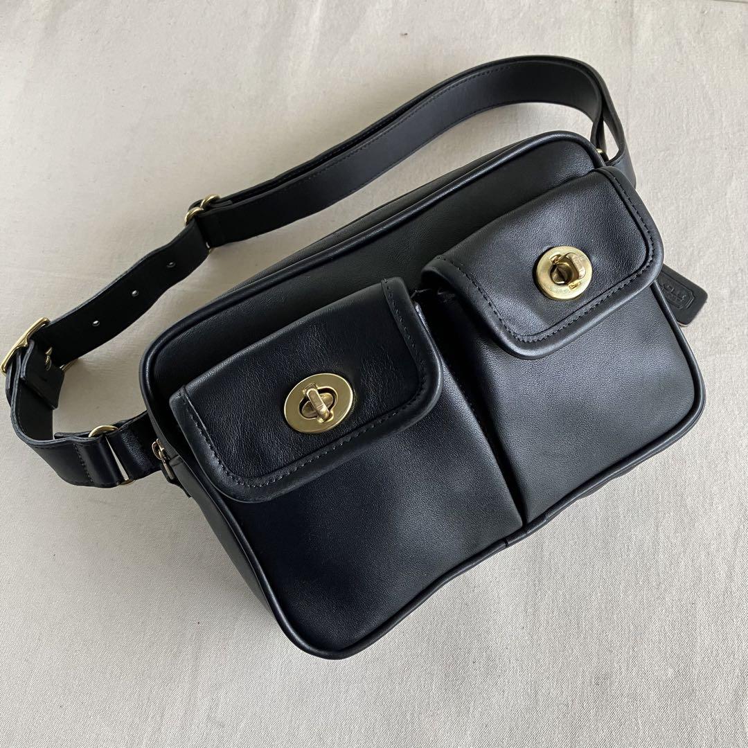 希少 80s Vintage Coach ボディバッグ ダブルポケット USA