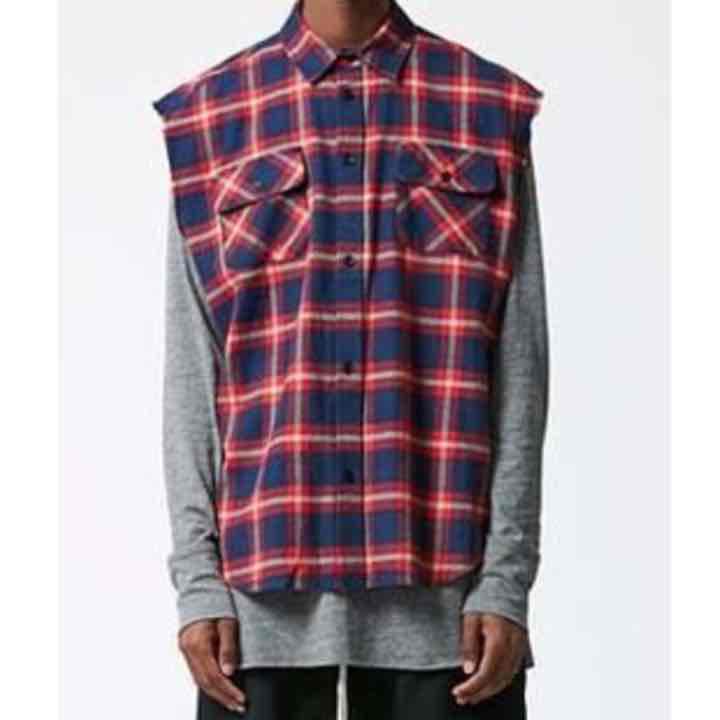 トップス FOG Sleeveless Plaid Flannel Shirt