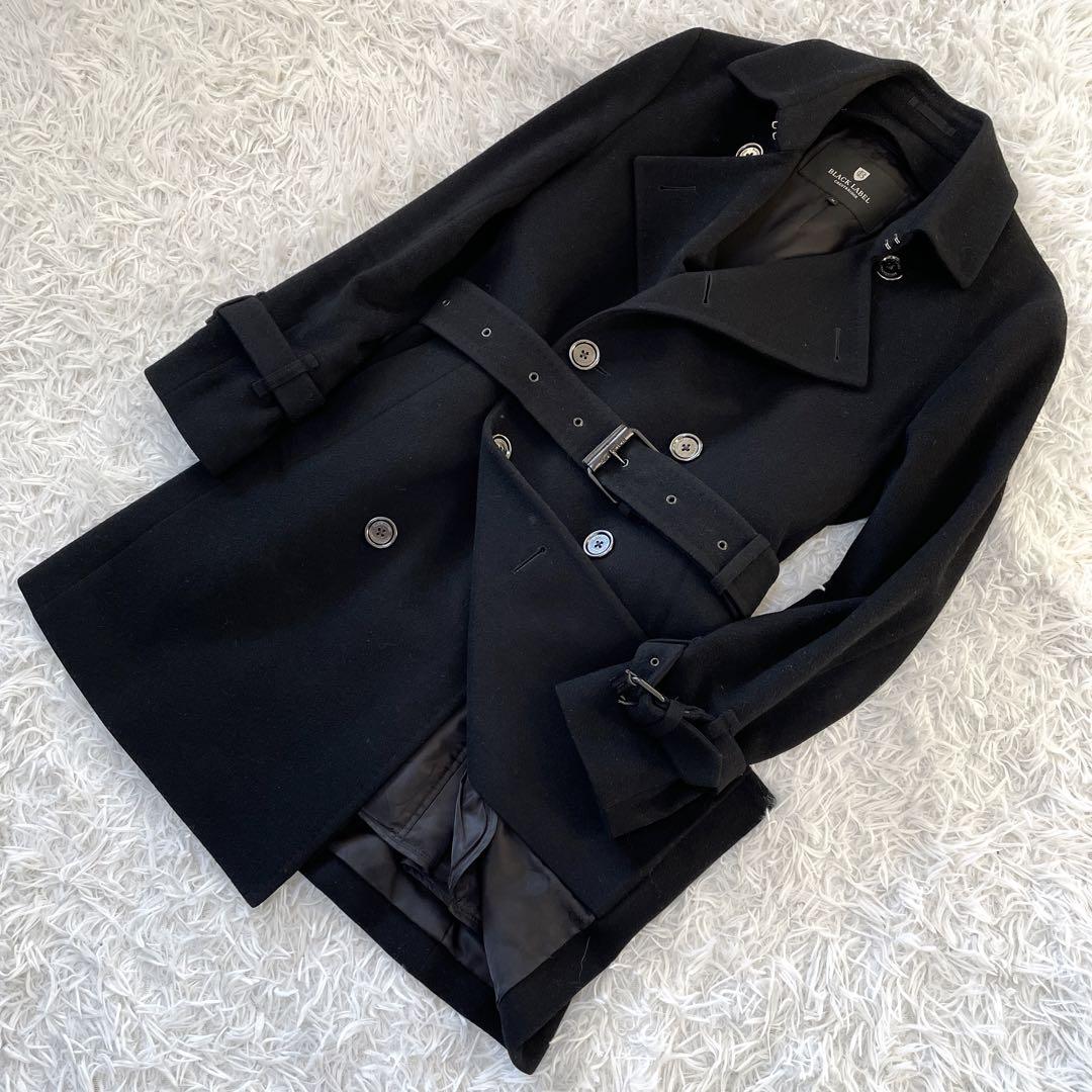 【美品】ブラックレーベルクレストブリッジ　カシミヤ混　トレンチコート　黒　M