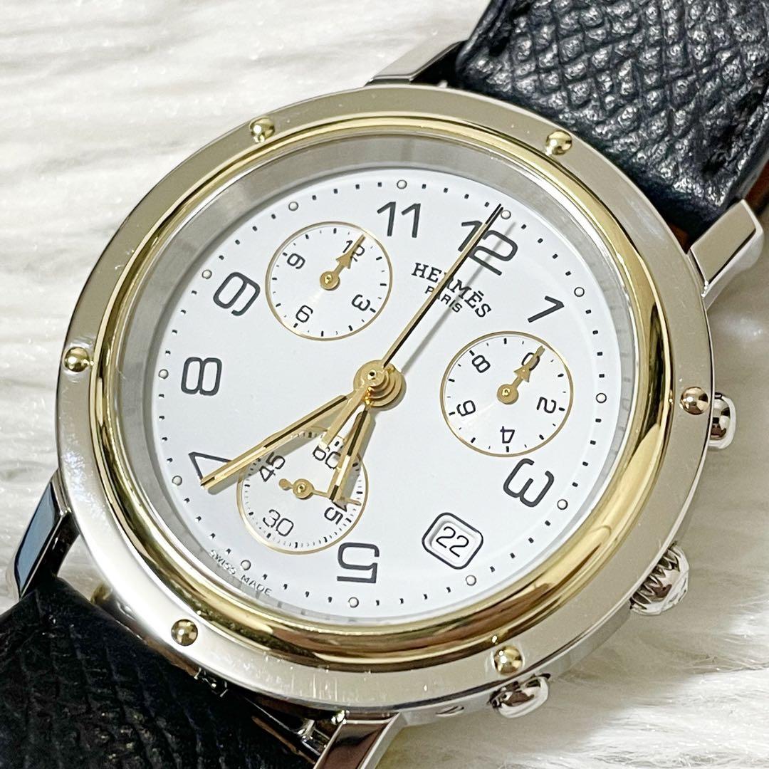 極美品　稼働品　エルメス　クリッパークロノ　トリプルカレンダー　CL1.920