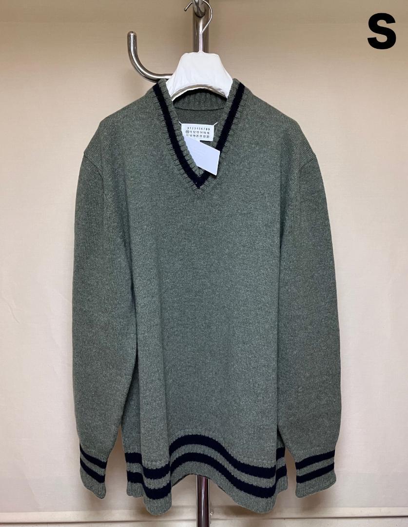 新品 S マルジェラ 21aw スクールセーター カーキ 4437